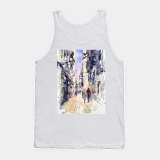 Barcelona - Gothic Quarter Watercolor Streetscape Tank Top